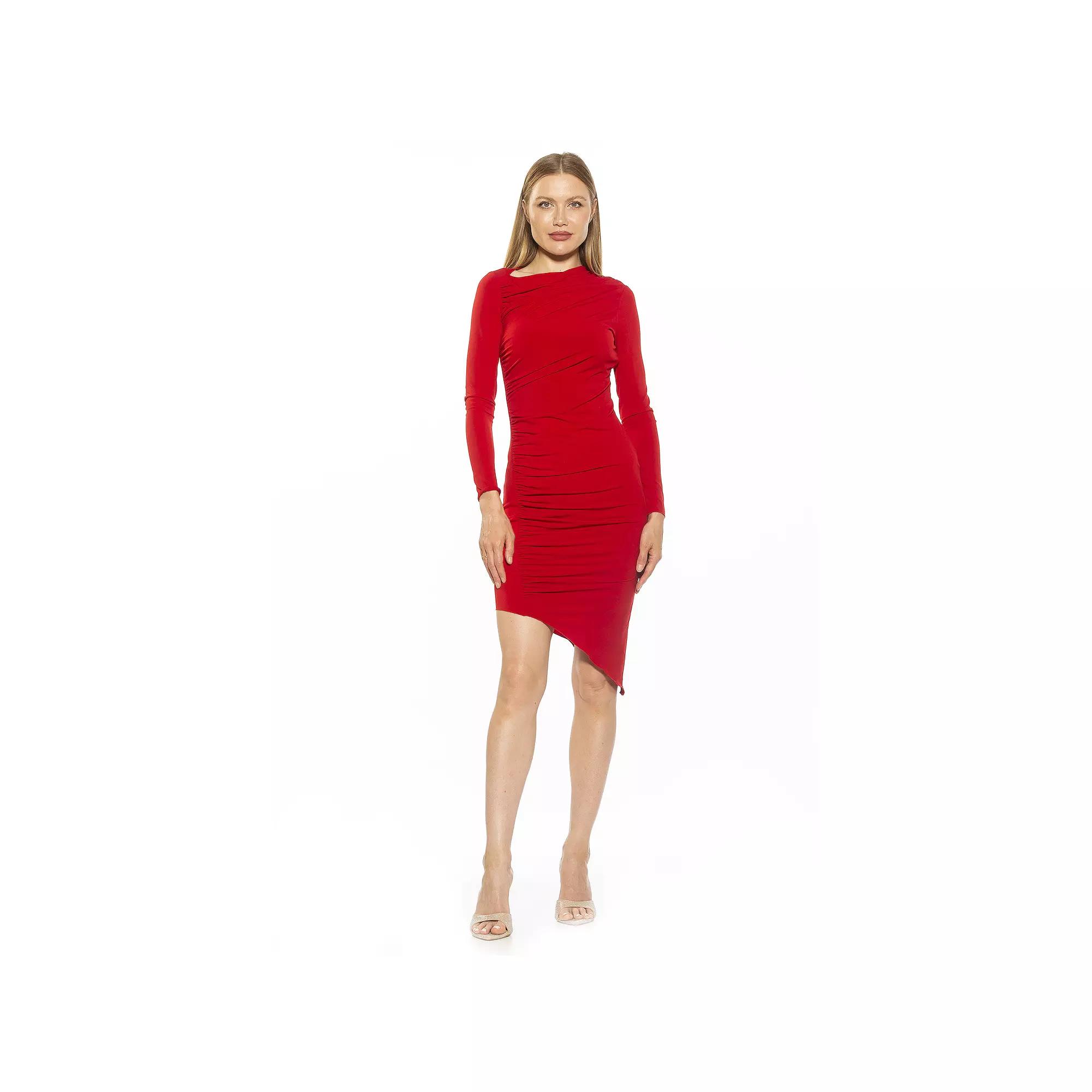 Women's ALEXIA ADMOR Nyra Long Sleeve Asymmetrical Draped Dress,  Product Image
