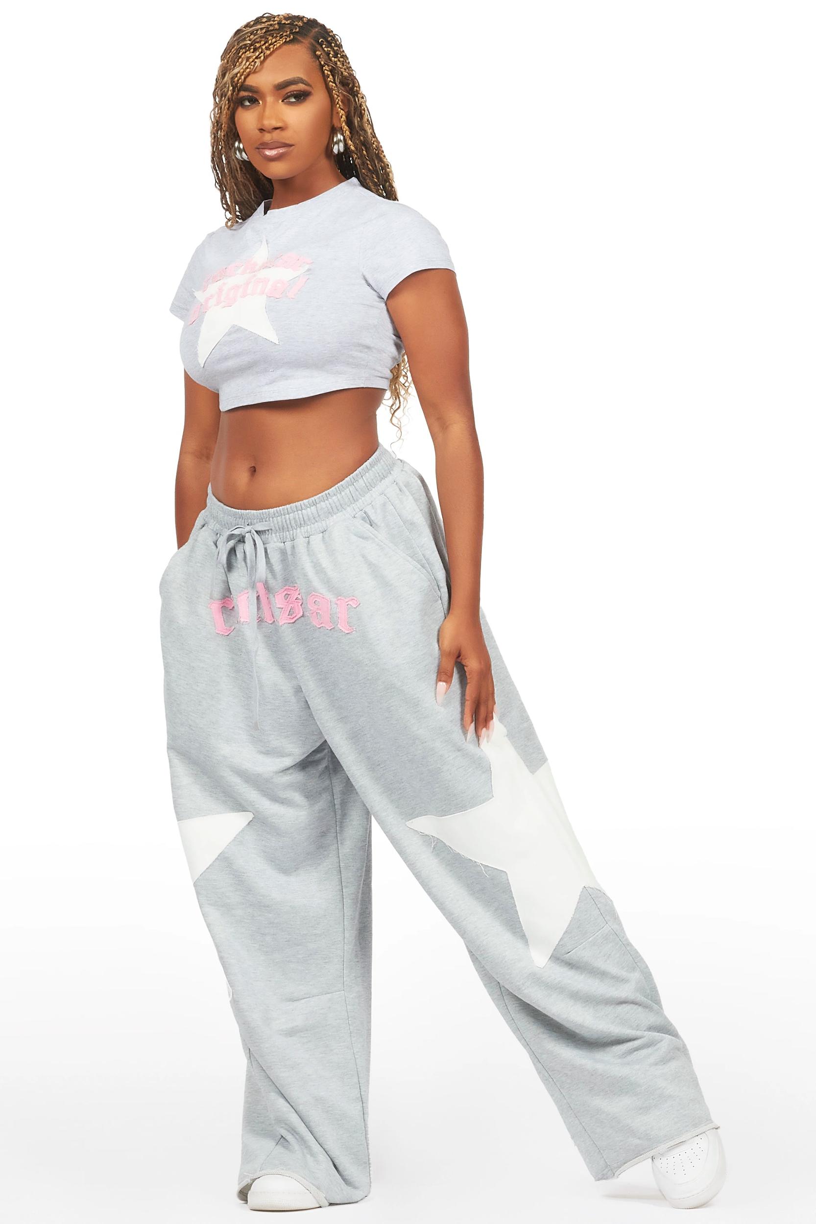 Shelley Heather Grey T-Shirt Trackset Female Product Image