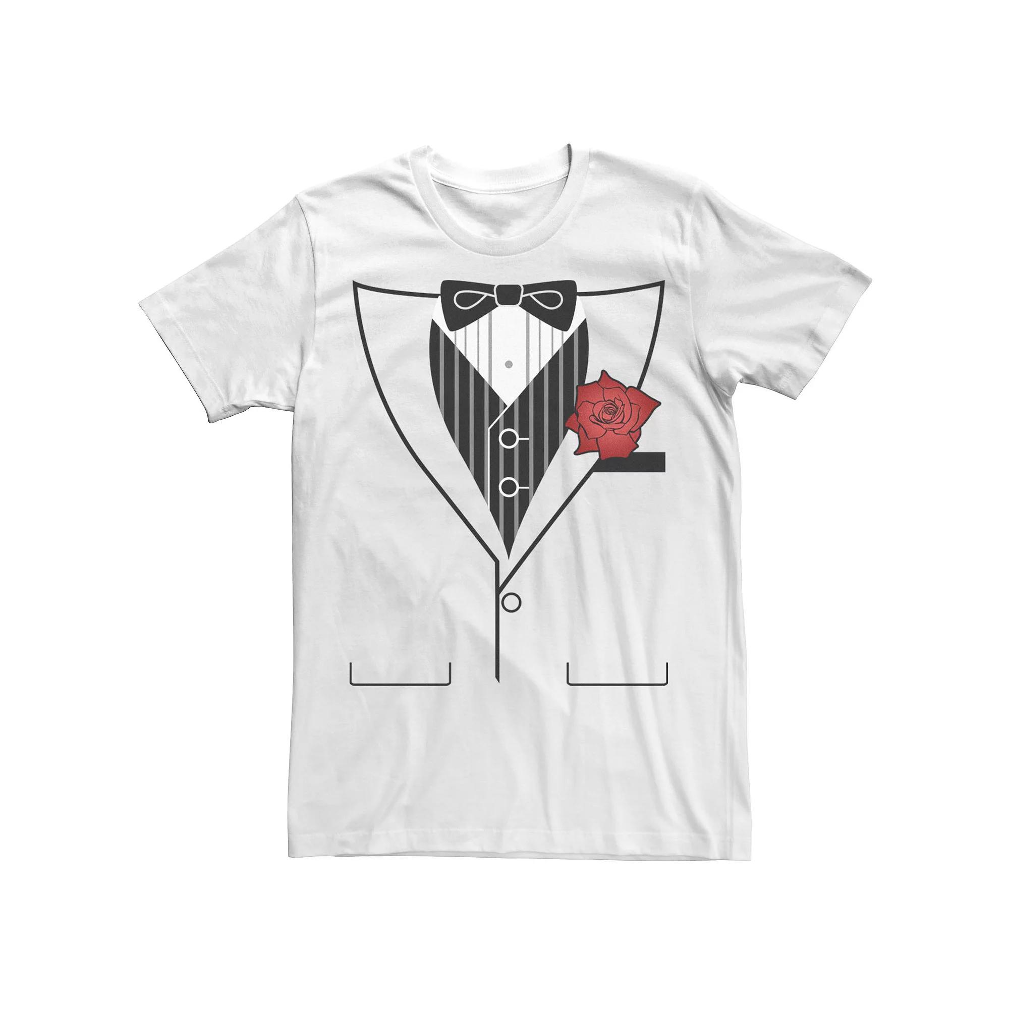 Men's Tuxedo With Rose Tee, Size: XL, White Product Image