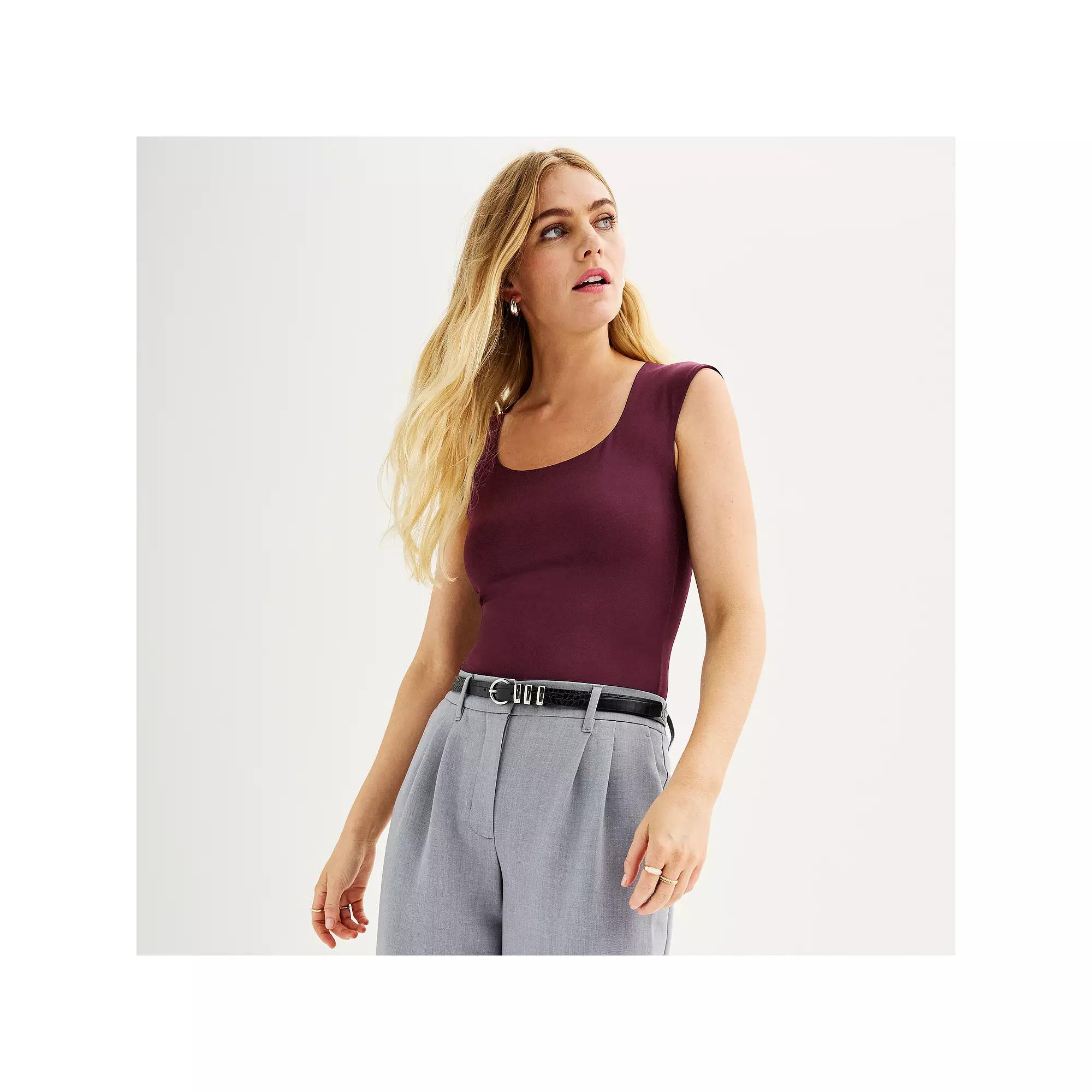 Women's Nine West Sculpt Square Neck Cap Sleeve Bodysuit,  Product Image