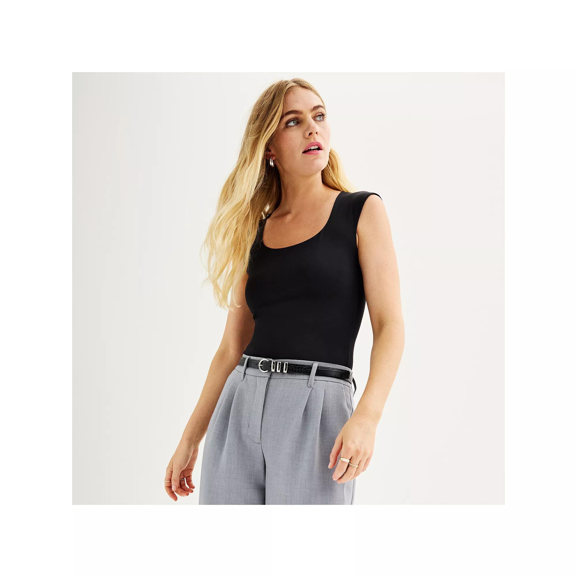 Women's Nine West Sculpt Square Neck Cap Sleeve Bodysuit,  Product Image