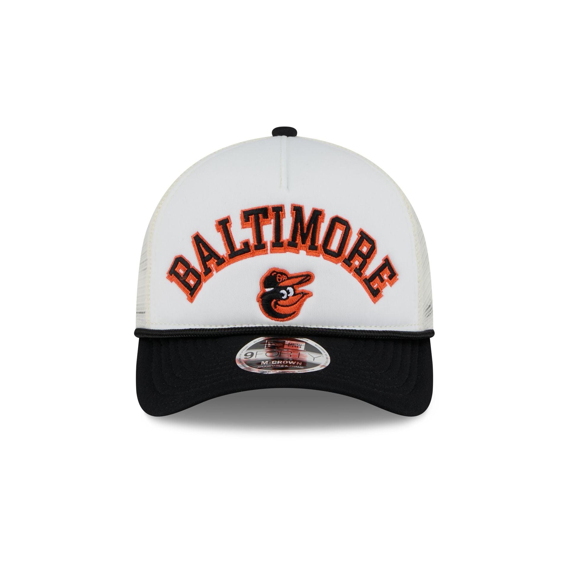 Baltimore Orioles Chrome Arch 9FORTY M-Crown A-Frame Trucker Hat Male Product Image