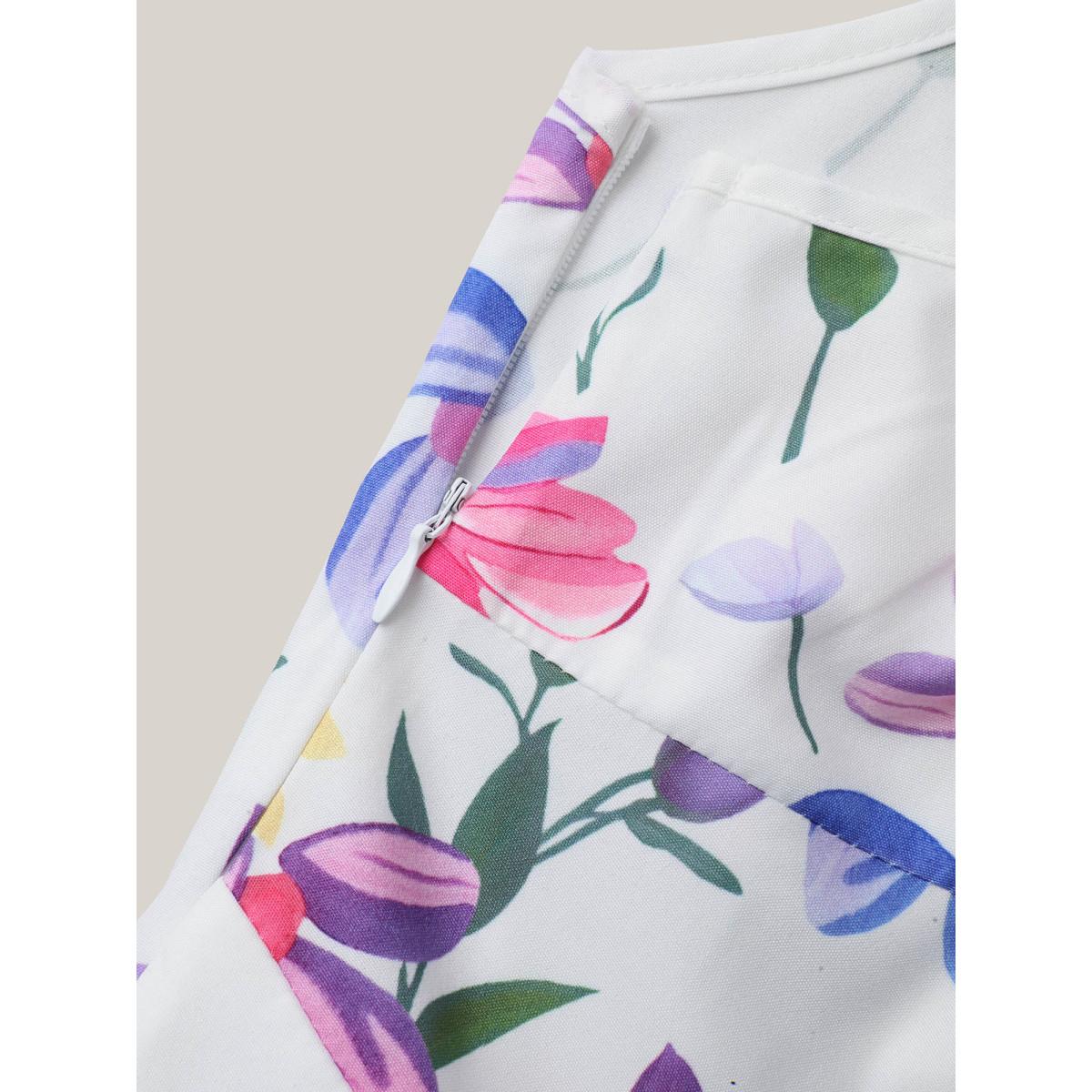 Plus Size WhiteSmoke Floral Dance Halter Neck Wide-Leg Jumpsuit Women Sleeveless Halter neck Everyday-Elegant Loose Jumpsuits BloomChic 14-16/1X Product Image