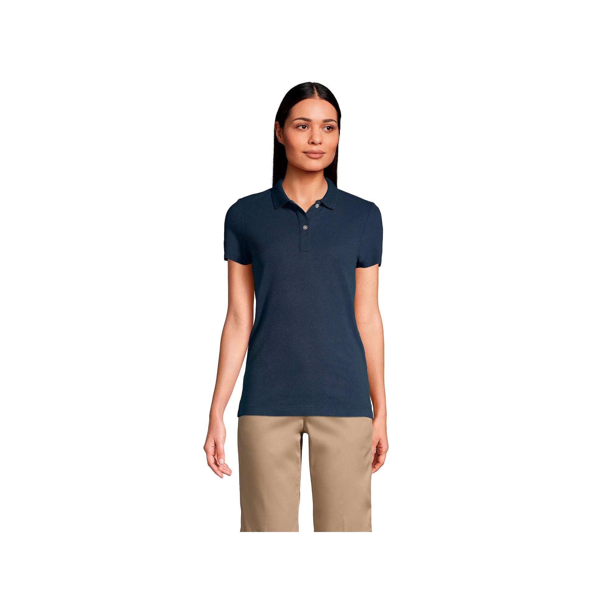 Women's Lands' End School Uniform Feminine Fit Short Sleeve Mesh Polo Shirt, Size: Small, Classic Blue Product Image