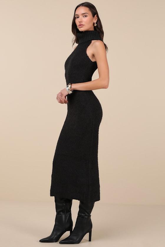 Savanah Black Turtleneck Midi Sweater Dress Product Image