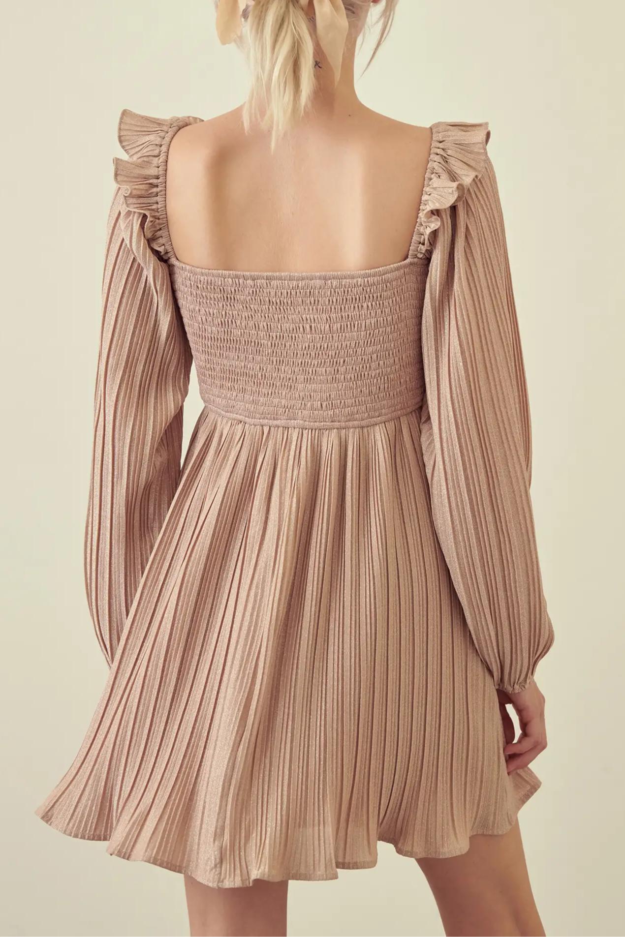 Rose Smocked Pleated Dress Product Image