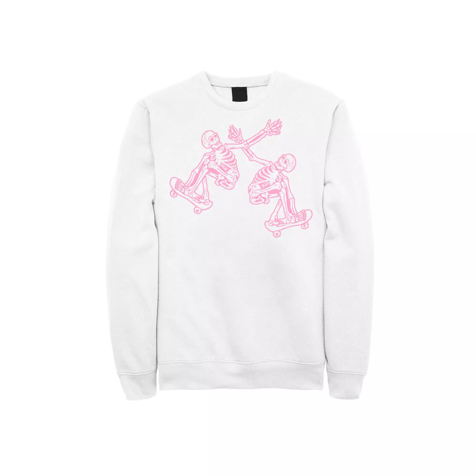 Men's Pink Skateboarding Skeletons Sweatshirt,  Product Image
