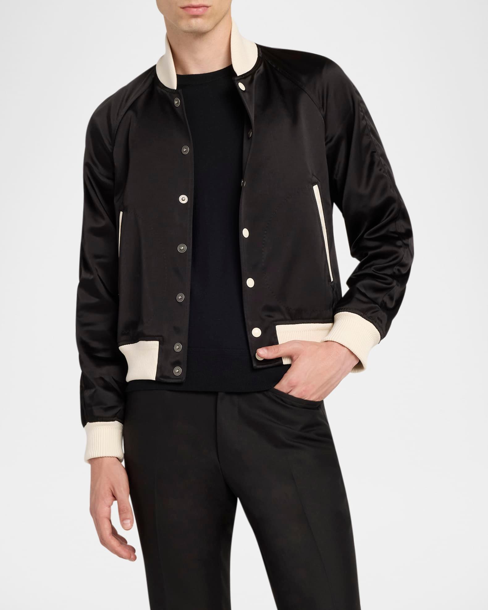 Men's Satin Snap-Front Bomber Jacket Product Image