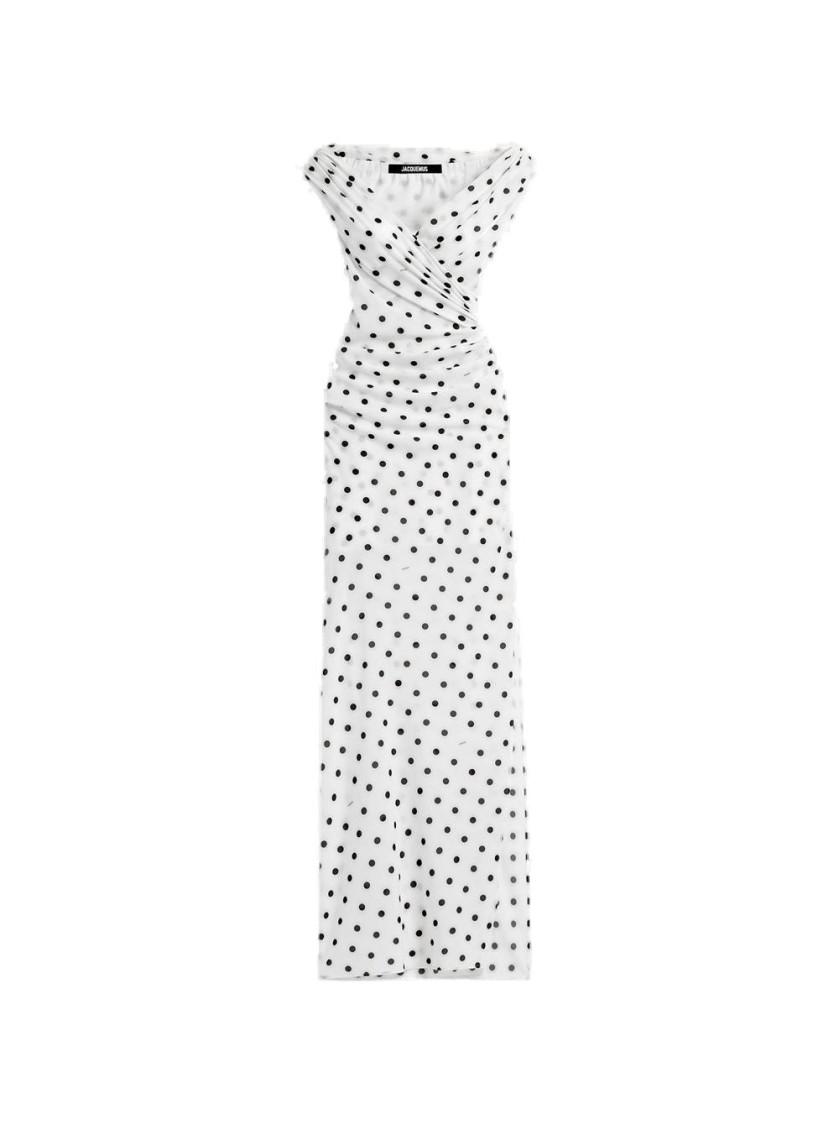 JACQUEMUS Women Rita Pois Long Dress In White Product Image