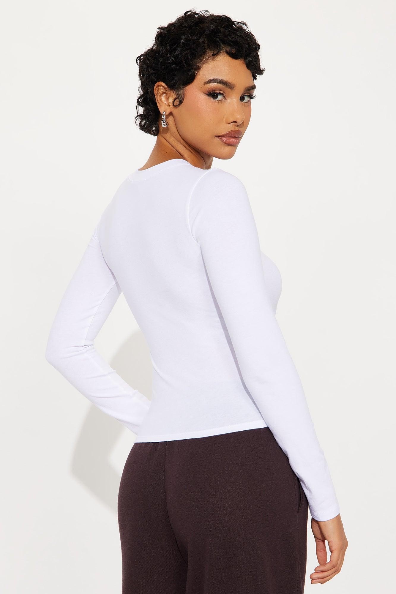 Elise Round Neck Long Sleeve Top - White Female Product Image