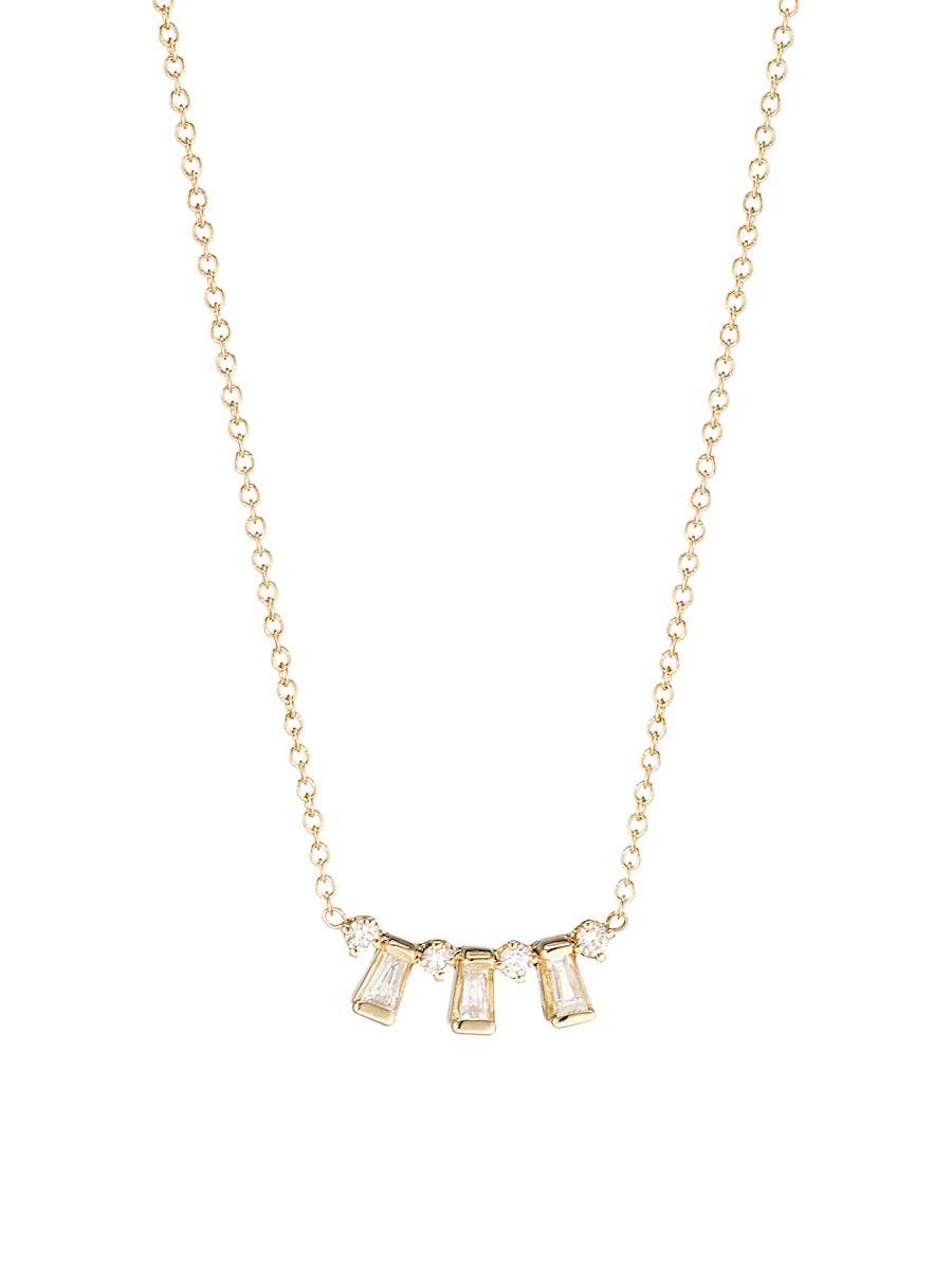 Womens Baguette Diamonds 14K Gold & Diamond Alternating Baguette Necklace Product Image