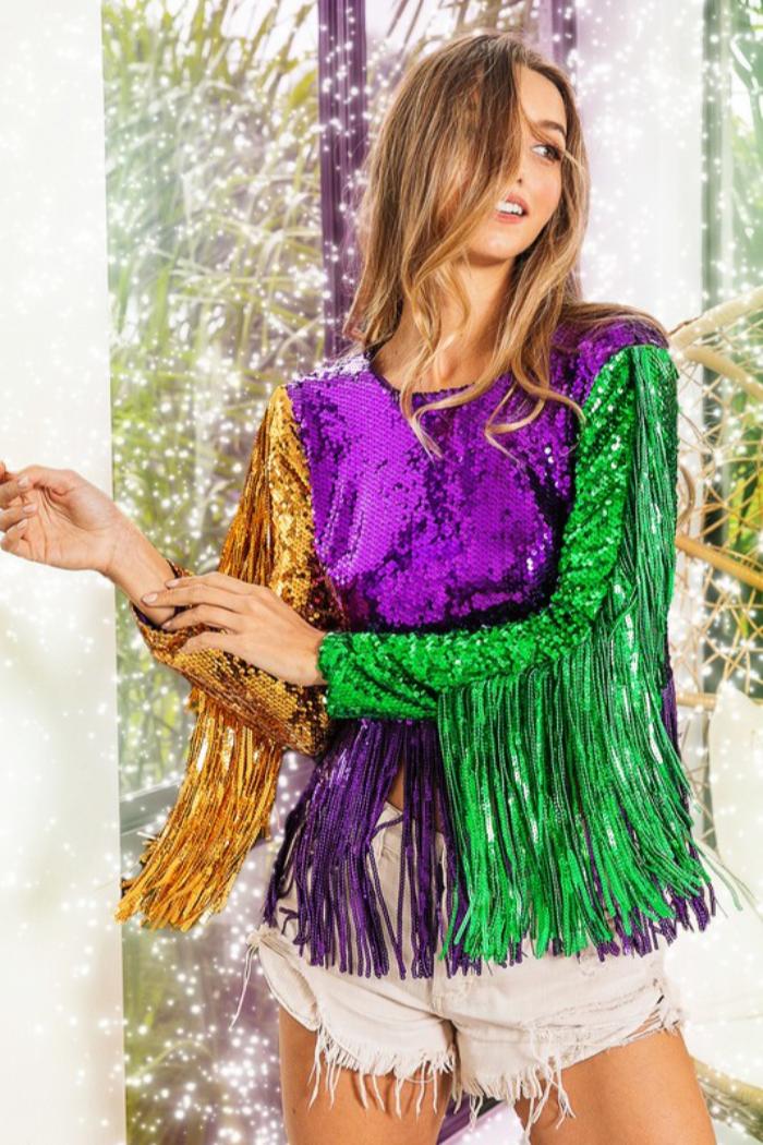 Fringe Slv Sequin Top Product Image