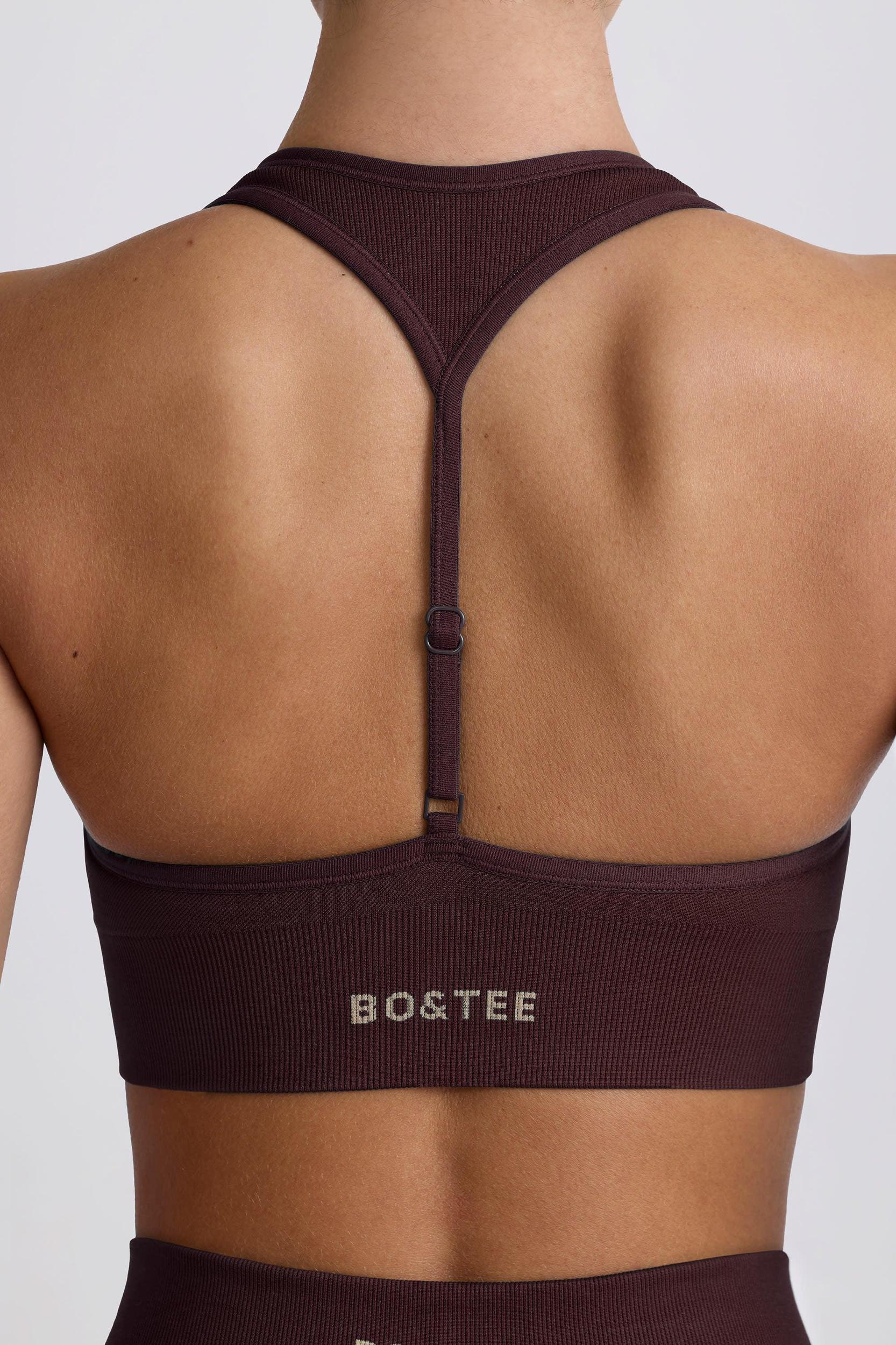 Super Sculpt Seamless T-Back Sports Bra in Chocolate Product Image