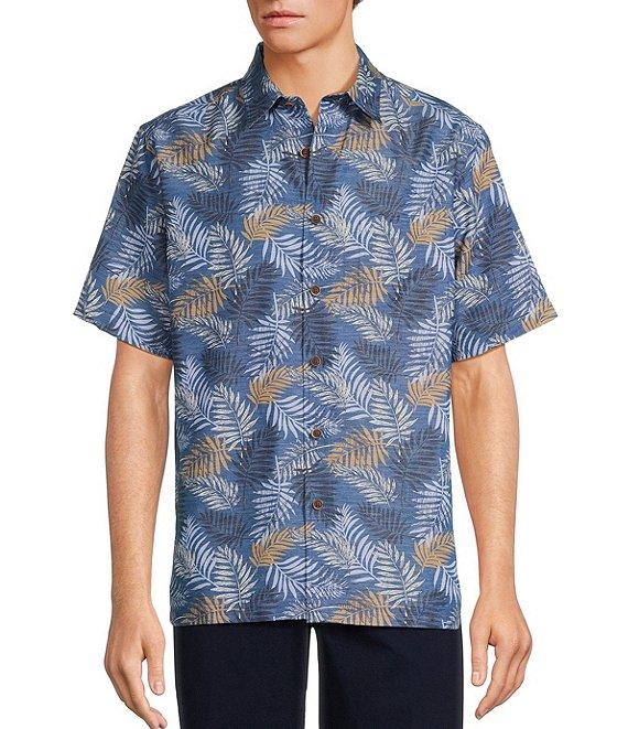Roundtree & Yorke Big & Tall Short Sleeve Leaf Print Sport Shirt Product Image