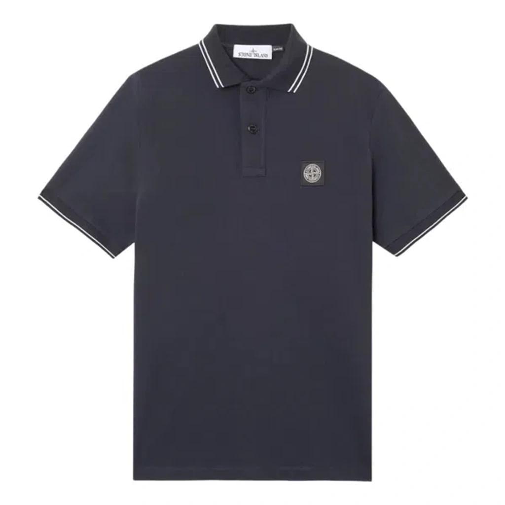STONE ISLAND Mens Black Brand-patch Regular-fit Stretch-cotton Polo Shirt Xl Product Image