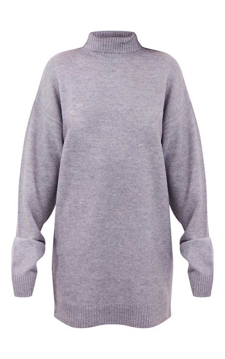 Petite Grey Knitted Slouchy Sweater Dress Product Image