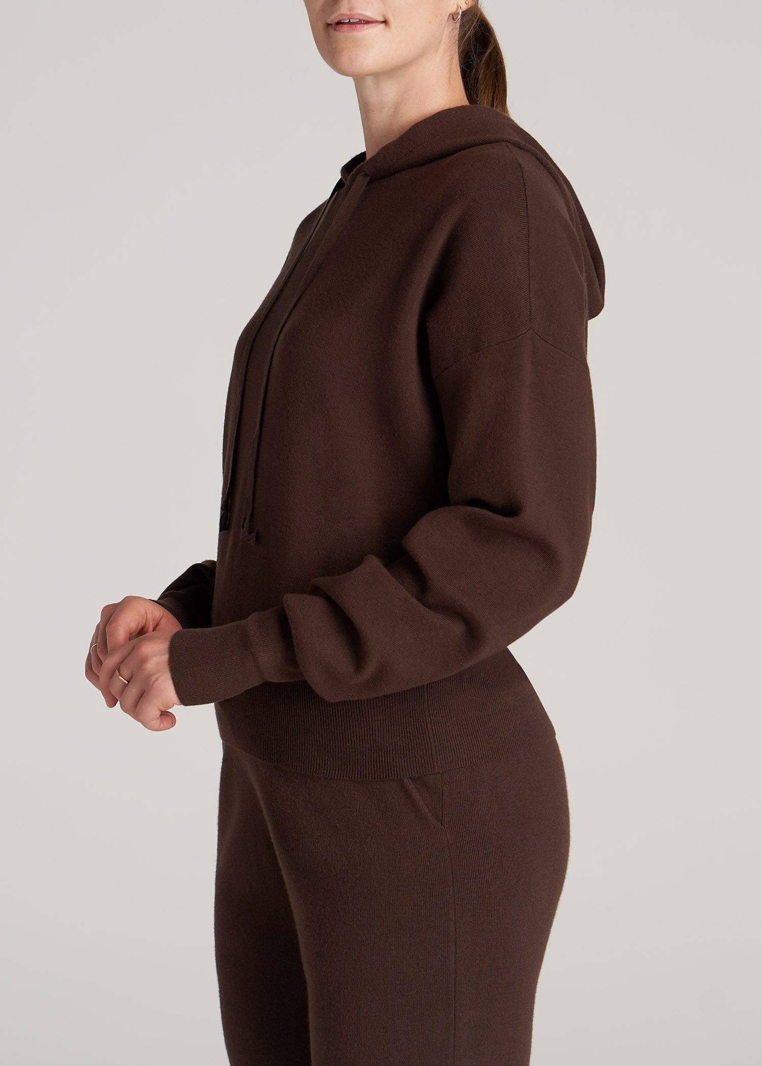Women's Tall Knit Lounge Hoodie in Chocolate Female Product Image