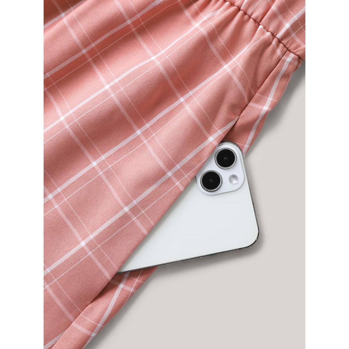 Plus Size Plaid Belted Pockets Shirt Dress Watermelon Women Suit Collar Sleeveless Curvy BloomChic 22-24/3X Product Image