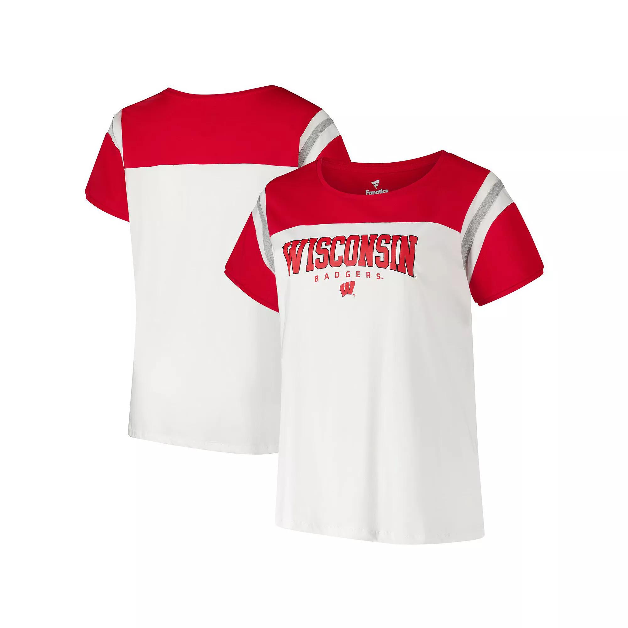 Women's Fanatics  White Wisconsin Badgers Plus Size Winning Gear T-Shirt, Size: 3XL Product Image