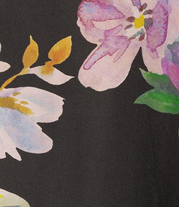 JOHNNY WAS Hailee Placement Floral Print Split V-Neck 3/4 Bell Sleeve Ruffle Hem Shift Dress Product Image