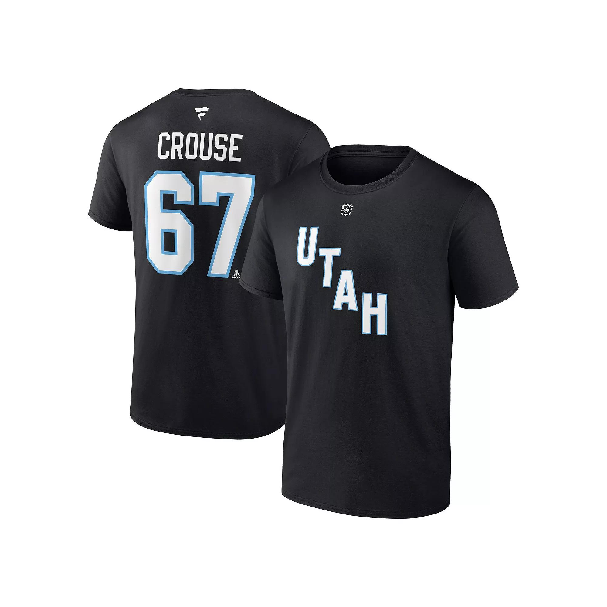 Men's Fanatics Lawson Crouse Black Utah Hockey Club Authentic Stack Name & Number T-Shirt,  Product Image