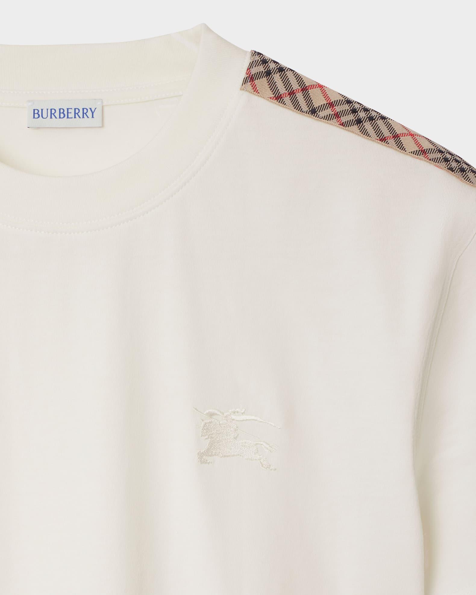 Mens Check Shoulder Cotton T-Shirt Product Image