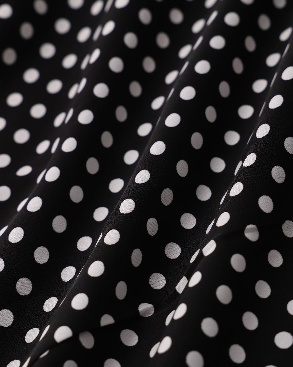 Black Polka Dot V Neck Lace Mini Dress Product Image