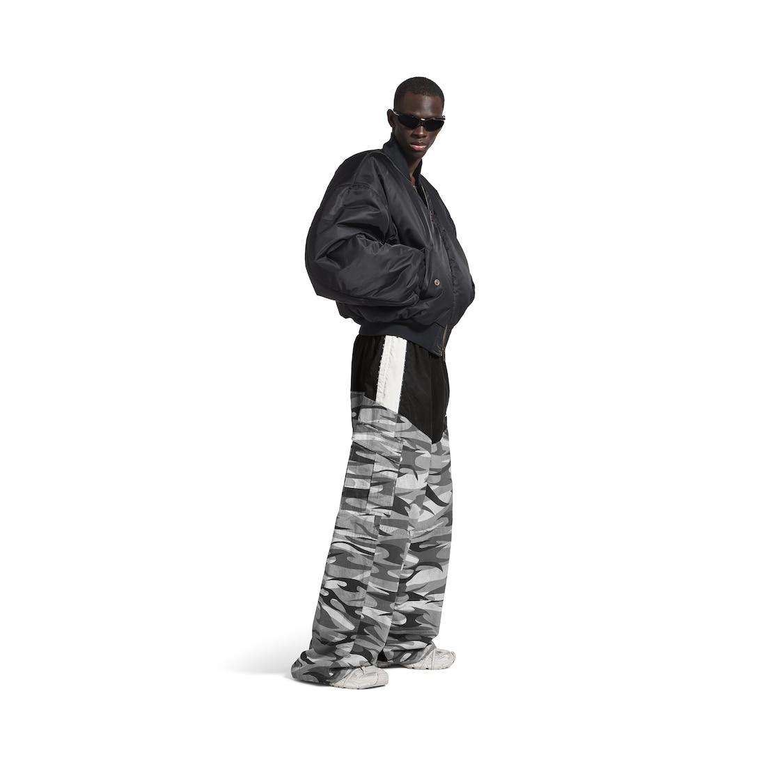 Men's Cut-up Cargo Tracksuit Pants in Black Product Image