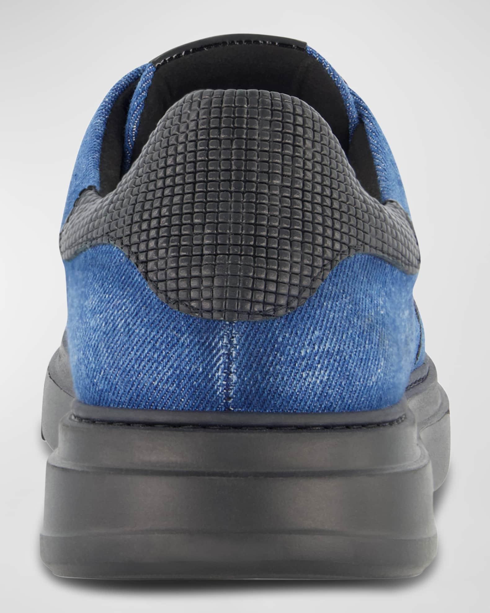 Men's Karl Head Denim and Leather Low-Top Sneakers Product Image
