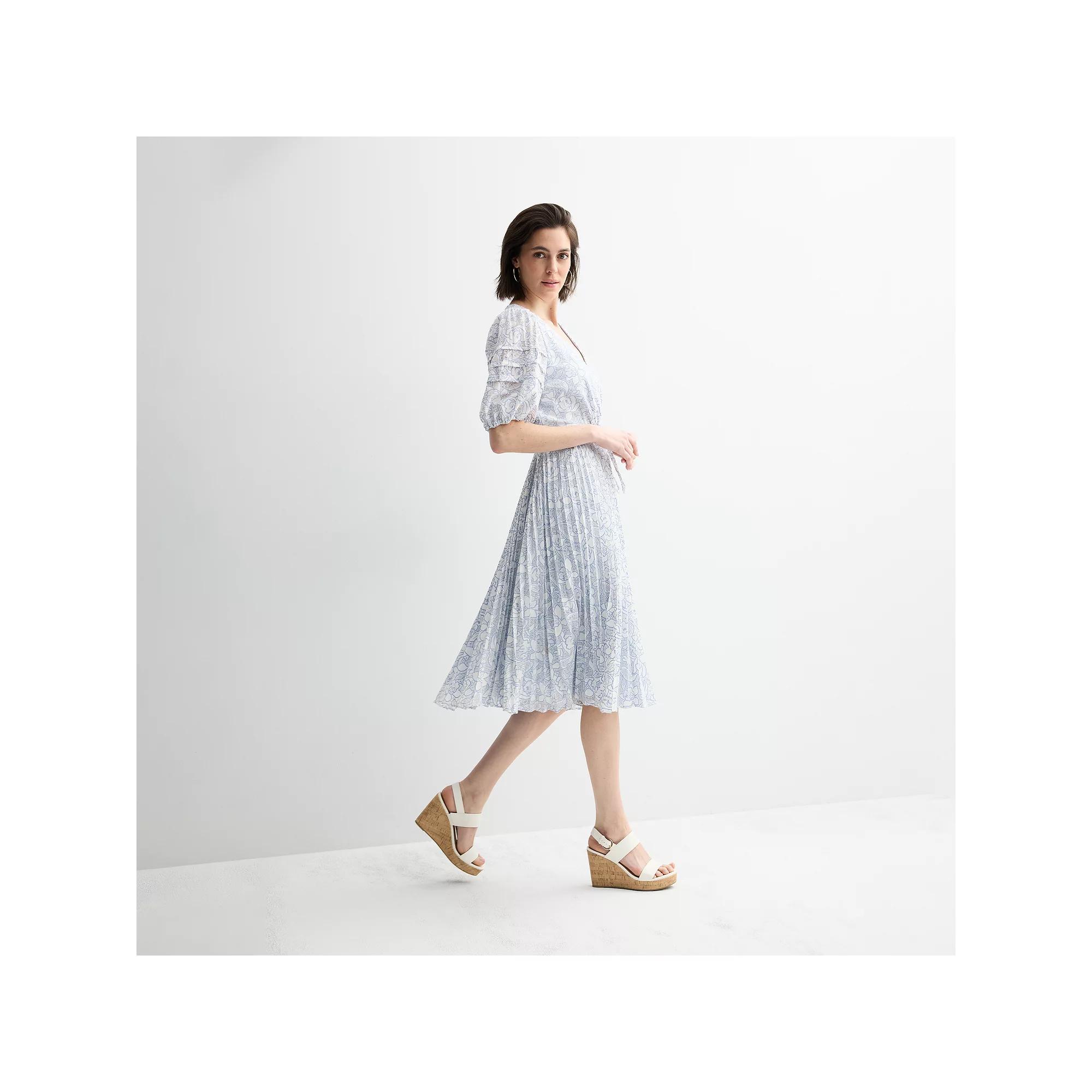 Women's Maison Tara Rose Lace Pleated Midi Dress,  Product Image