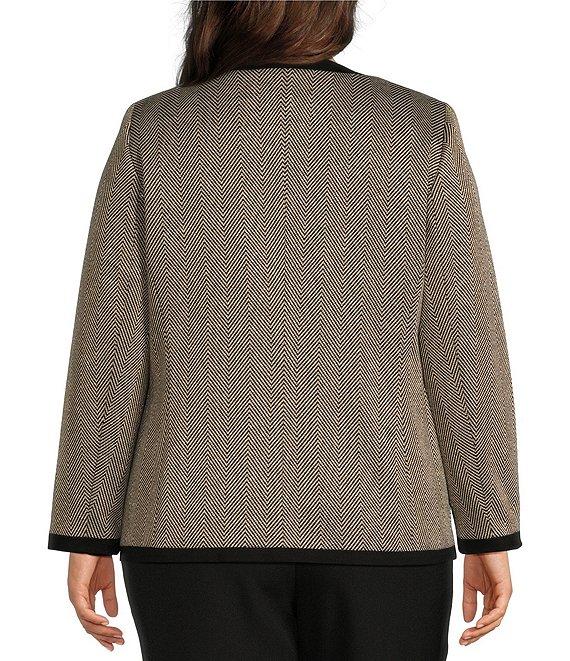 Kasper Plus Size Shimmer Herringbone Framed Patch Pocket Lady Jacket Product Image