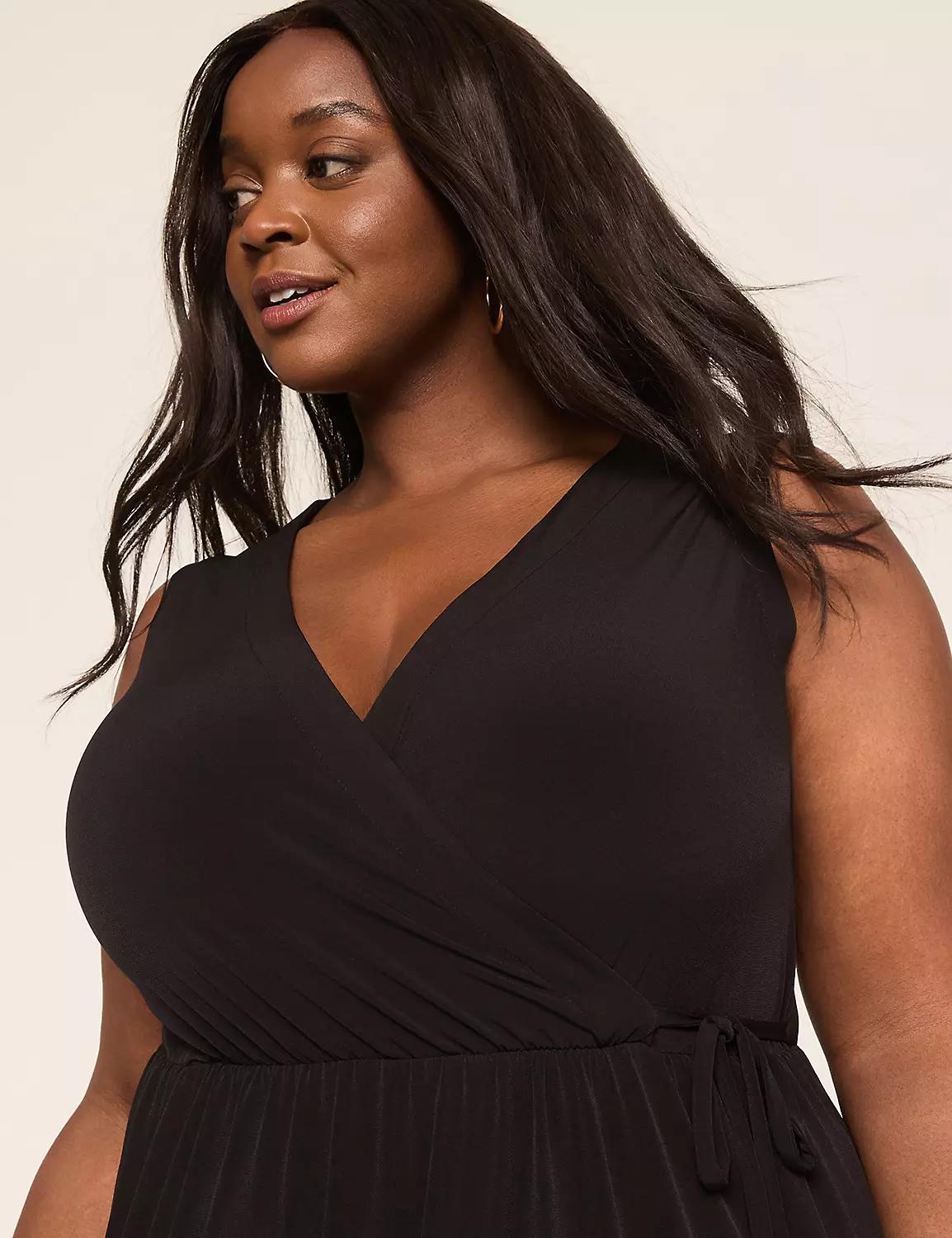 Sleeveless Faux-Wrap Jersey Dress Product Image