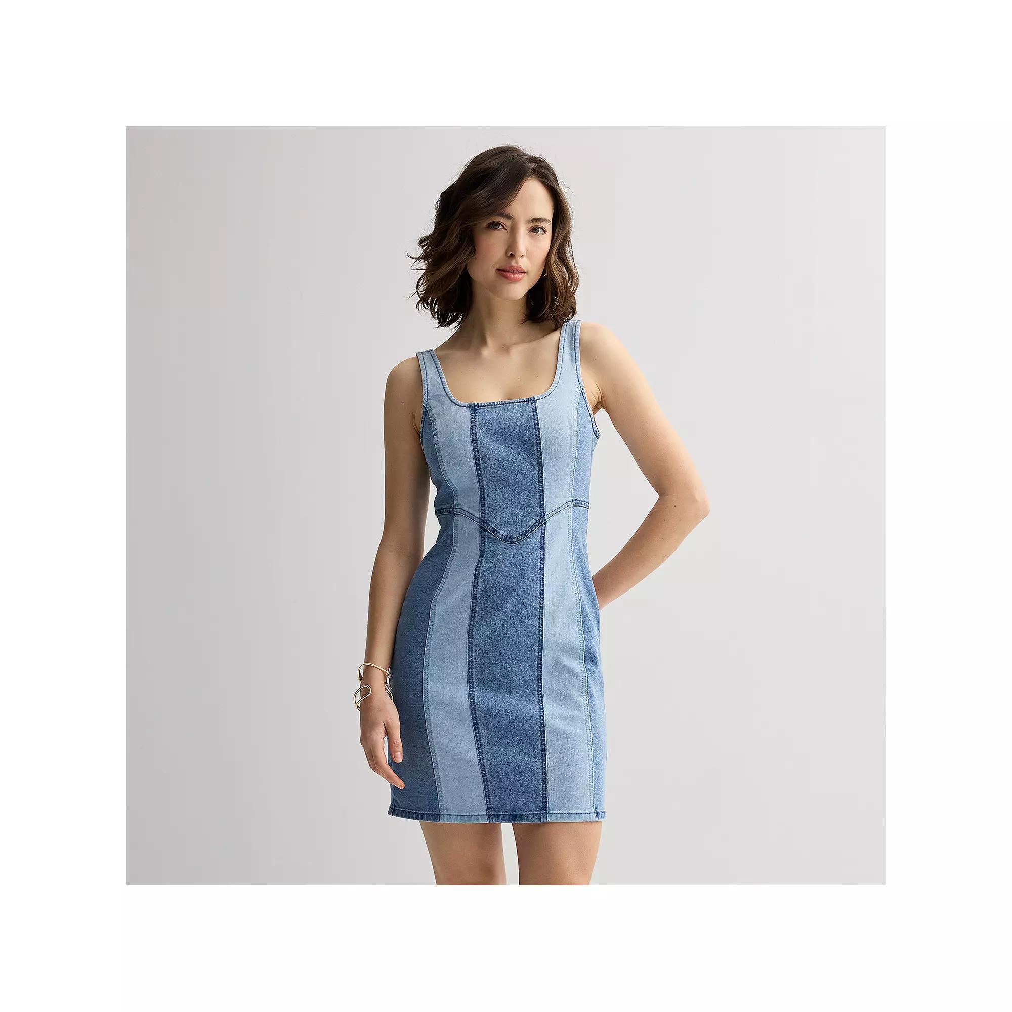Women's INTEMPO™ Colorblock Denim Mini Dress, Size: XXL, Blue Product Image