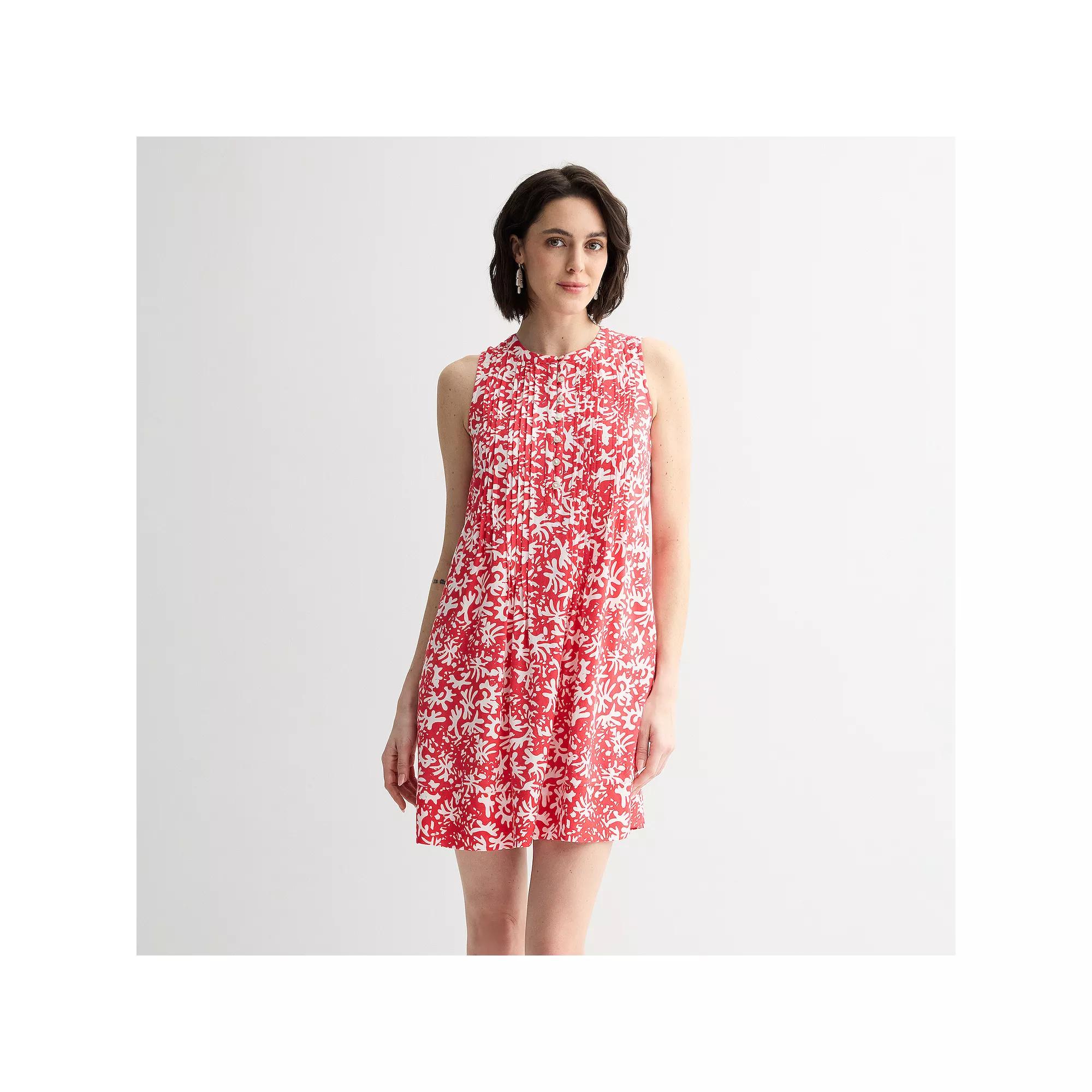 Petite Sonoma Goods For Life® Sleeveless Pintuck Dress, Women's, Size: Large Petite, Red Ivory Pink Product Image