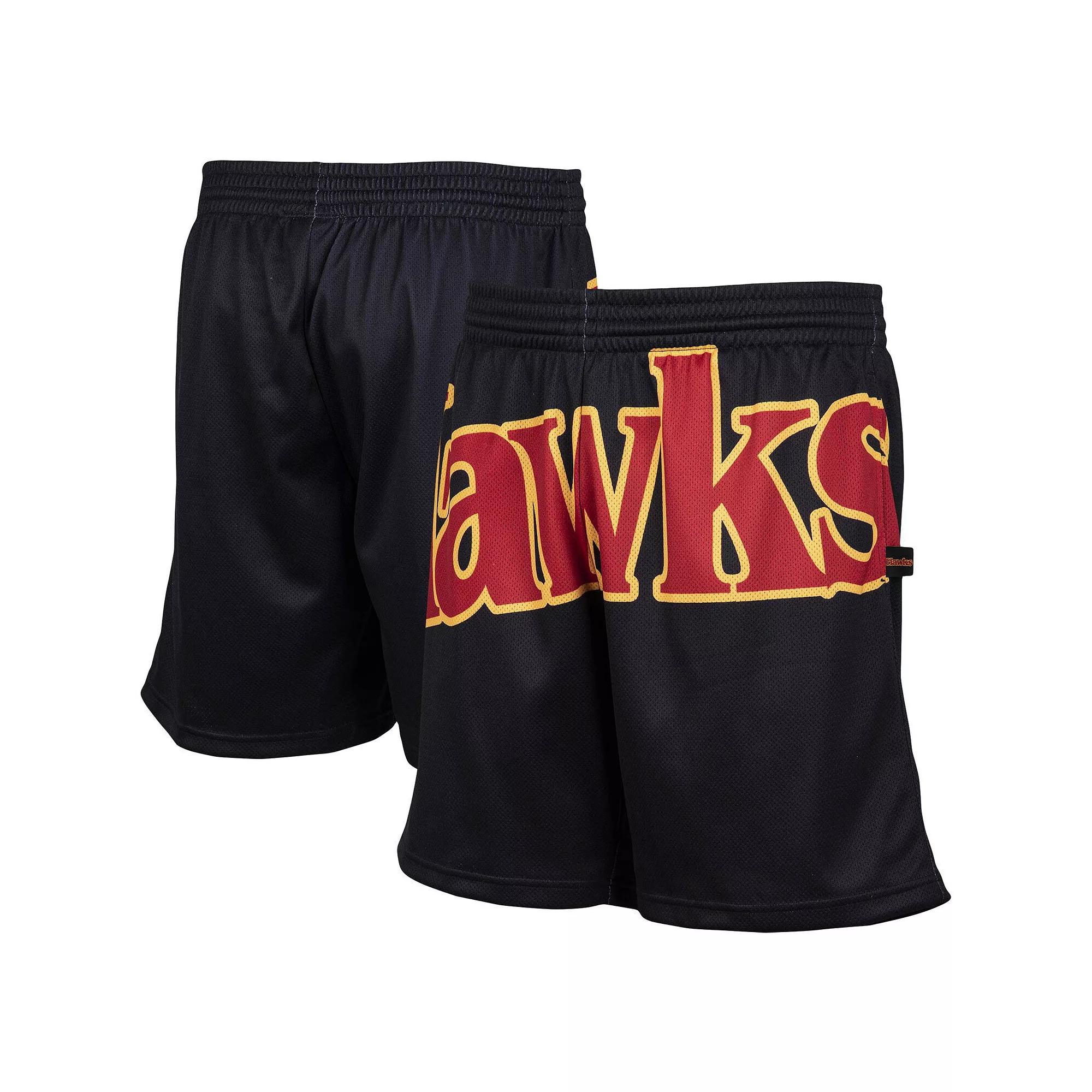 Men's Mitchell & Ness Black Atlanta Hawks Hardwood Classics Big Face 2.0 Shorts, Size: Small Product Image