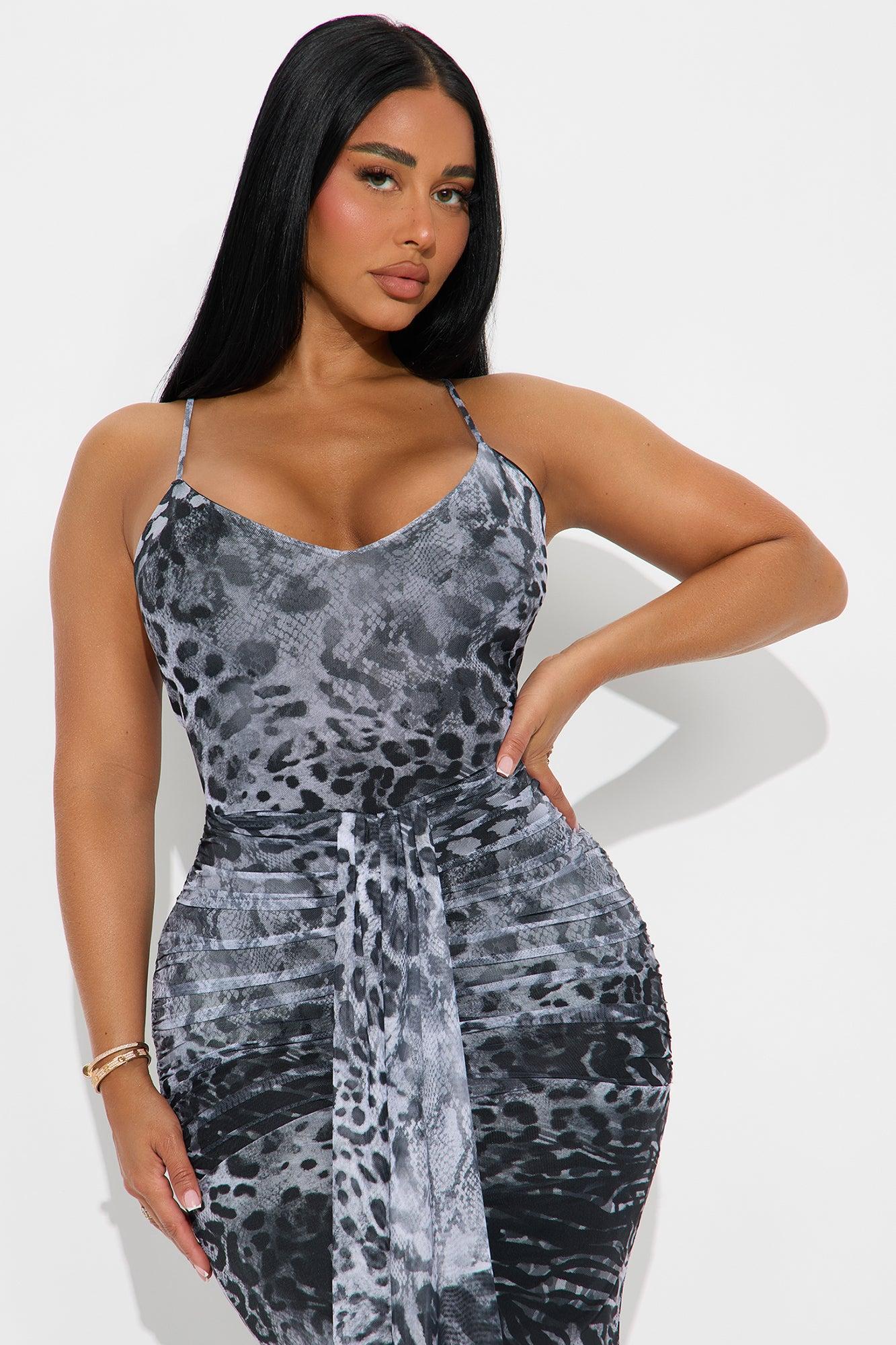 Fun And Flirty Mesh Maxi Dress - Grey/combo Female Product Image