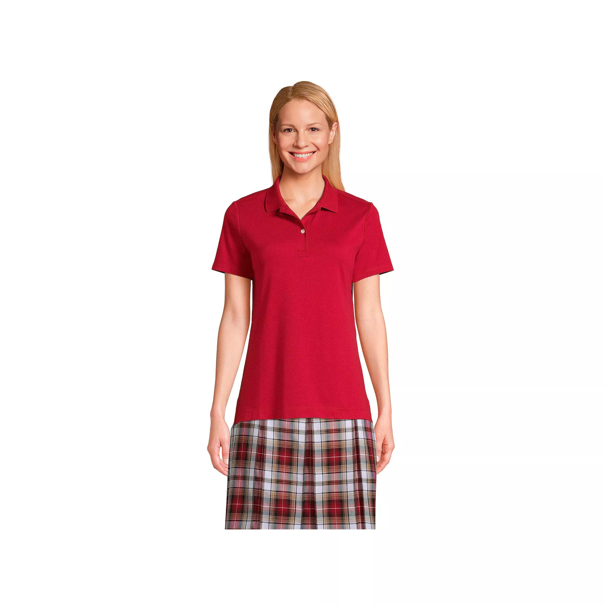 Women's Lands' End School Uniform Short Sleeve Interlock Polo Shirt,  Product Image