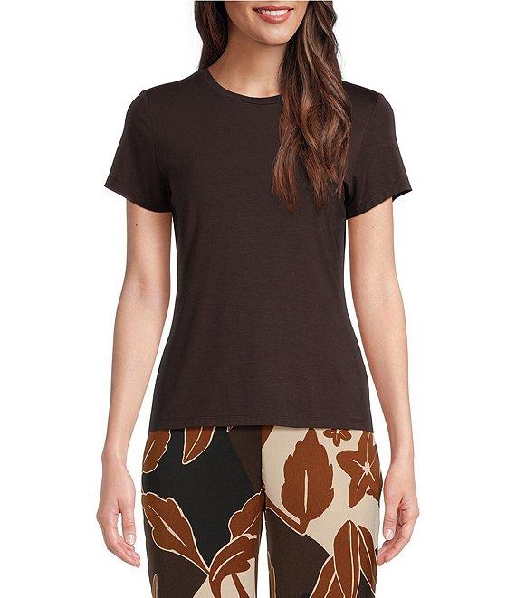 Alex Marie Ellen Crew Neck Short Sleeve Coordinating Jersey Knit Shirt Product Image