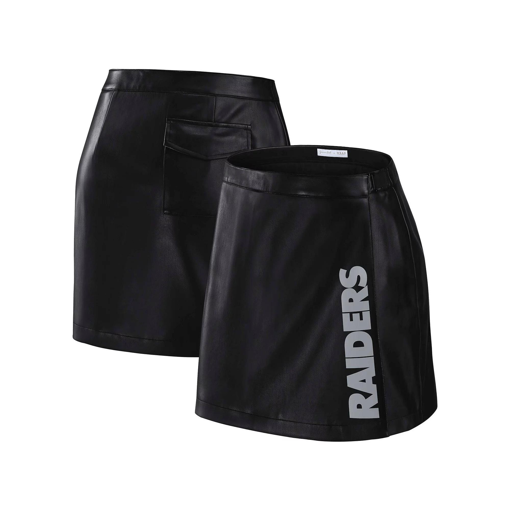 Women's WEAR by Erin Andrews x Gracie Hunt Black Las Vegas Raiders Wrap Skirt,  Product Image