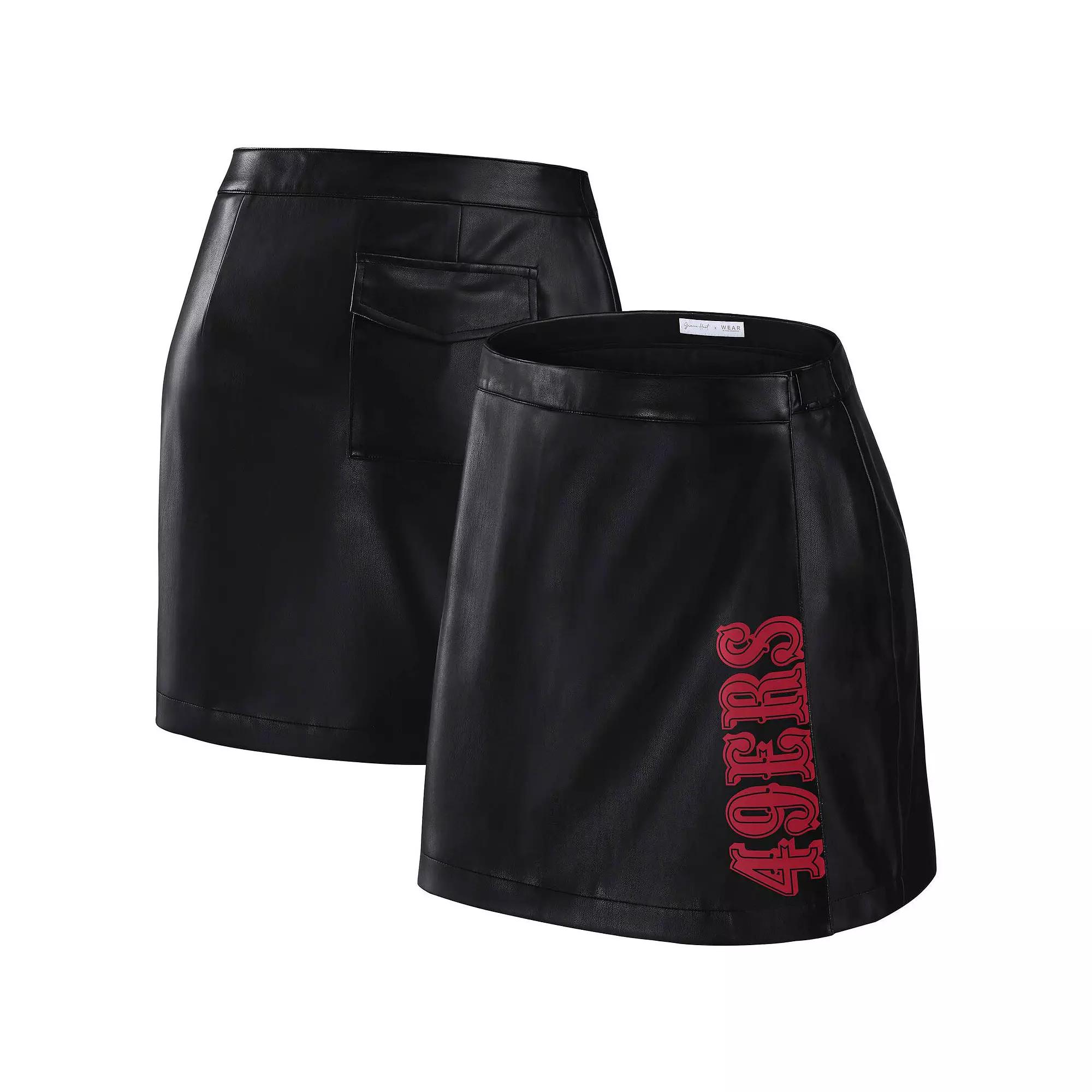 Women's WEAR by Erin Andrews x Gracie Hunt Black San Francisco 49ers Wrap Skirt,  Product Image