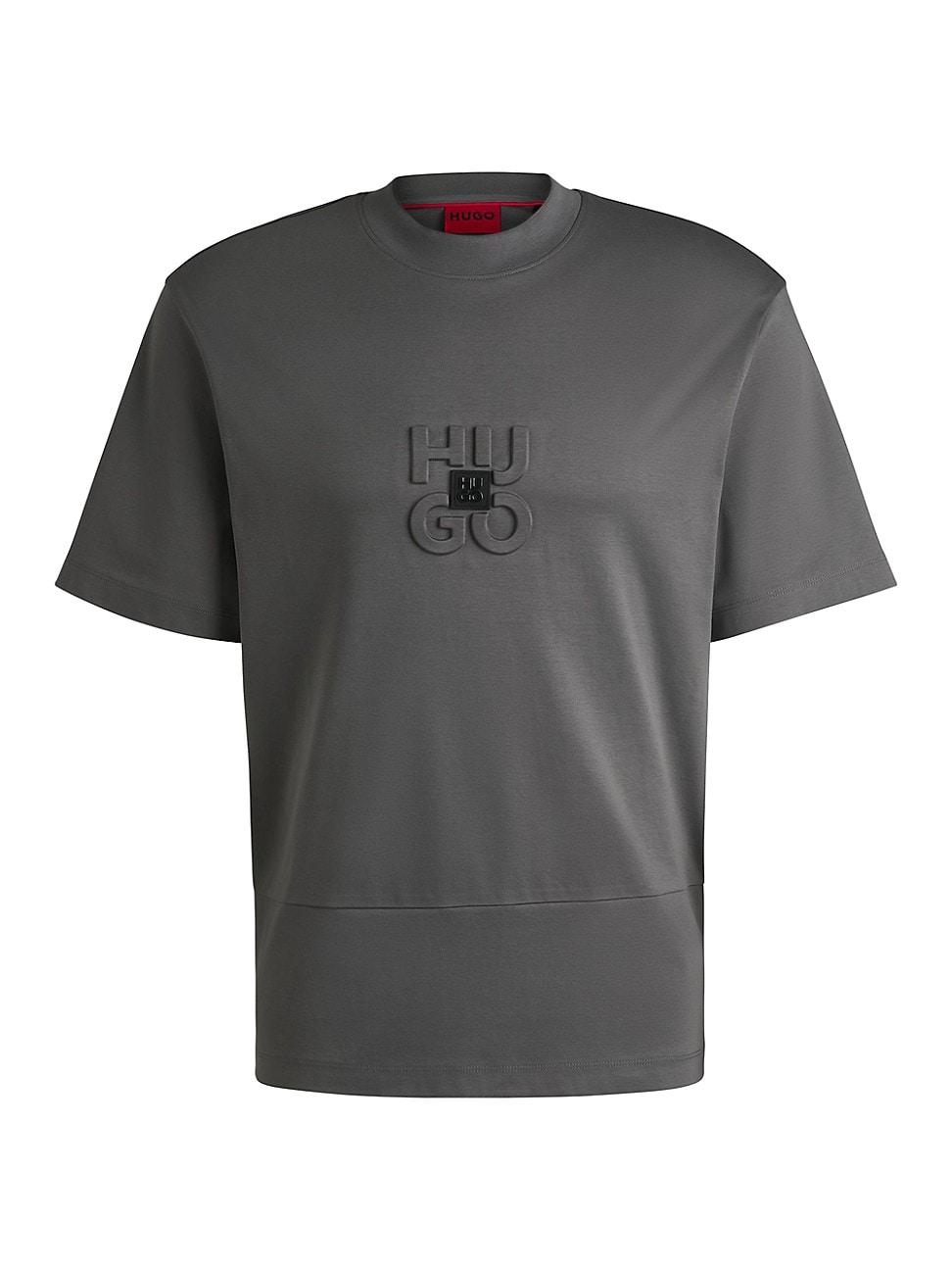 Mens Interlock-Cotton T-Shirt with Stacked Logos Product Image