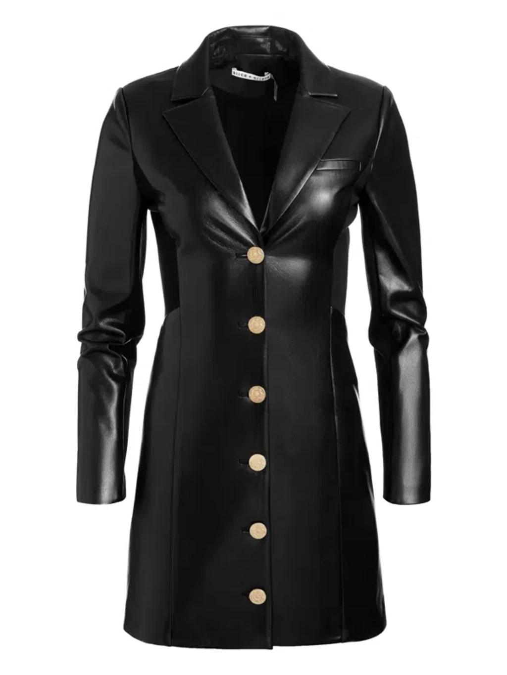 ALICE AND OLIVIA Michelle Fitted Vegan Leather Blazer Dress In Black Product Image