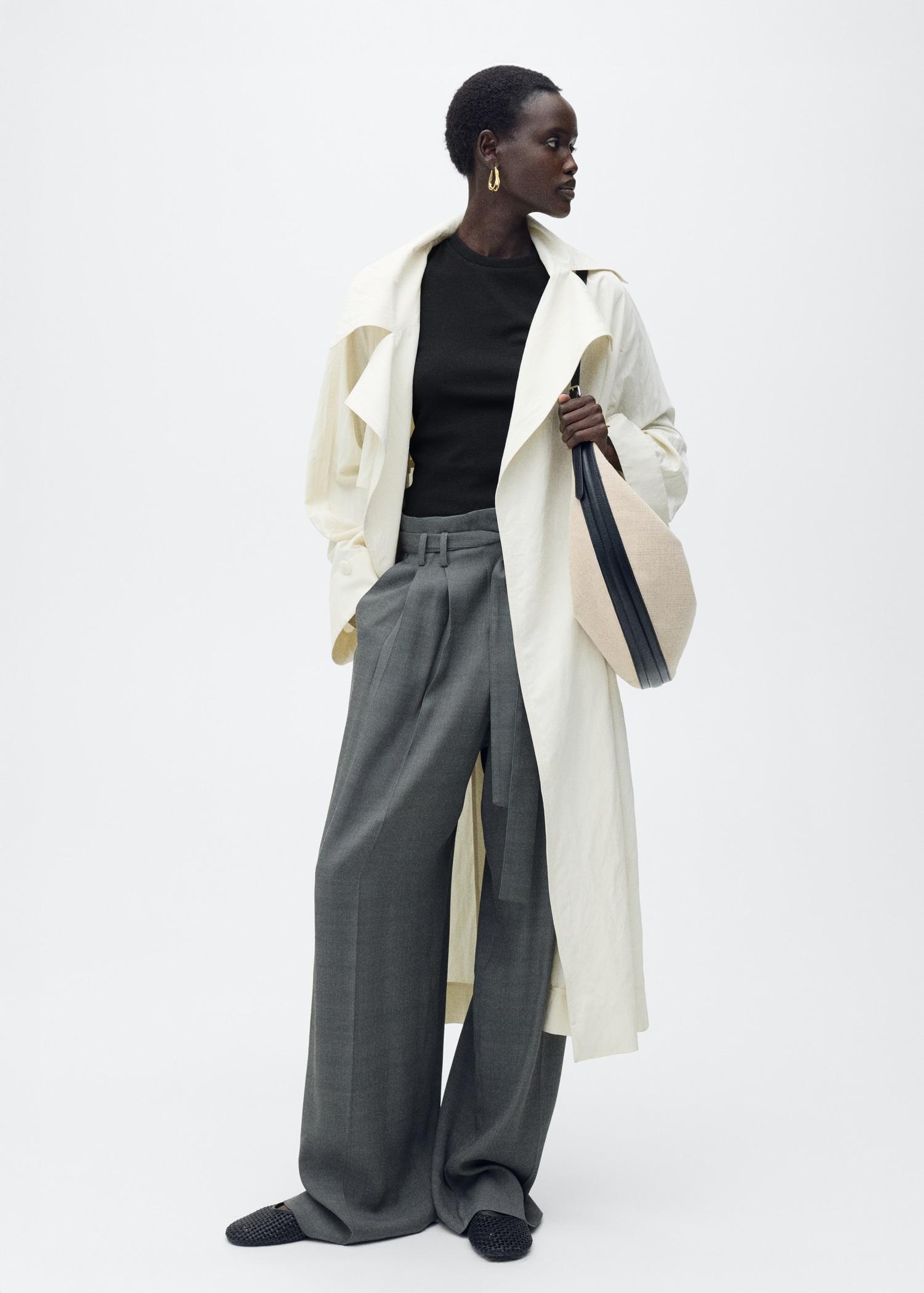 Ribbed t-shirt with die-cut trim - Women | MANGO USA Product Image