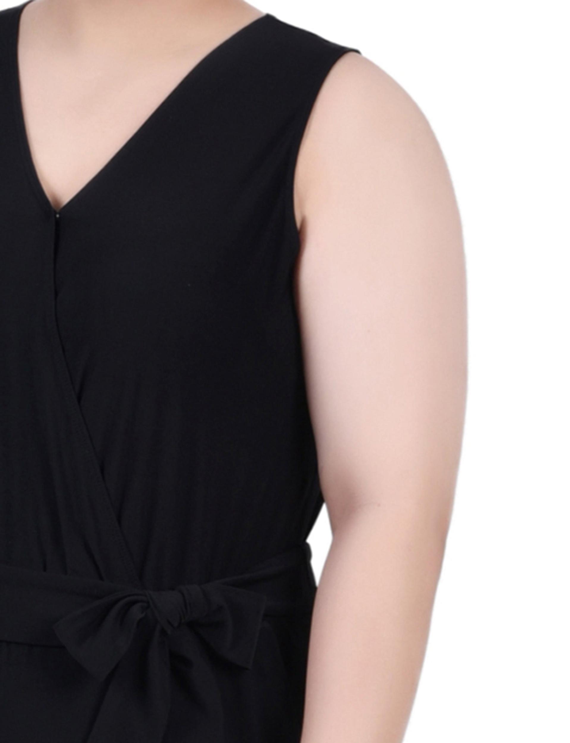 Black Sleeveless Belted Jumpsuit - Plus Product Image