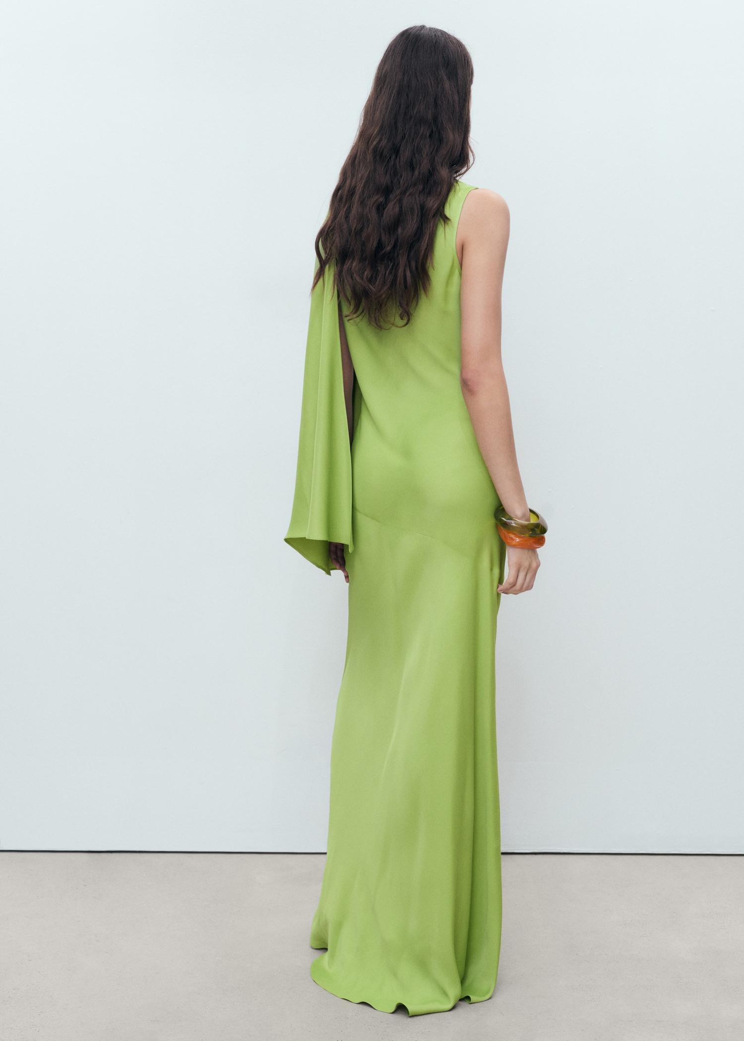 Long dress with ruffled sleeves - Women | MANGO USA Product Image