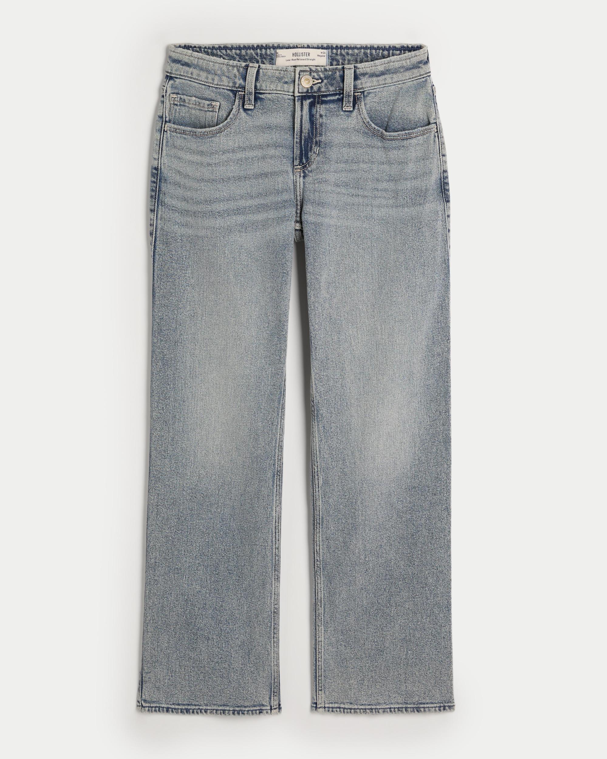 Low-Rise Medium Wash Relaxed Straight Jeans Product Image