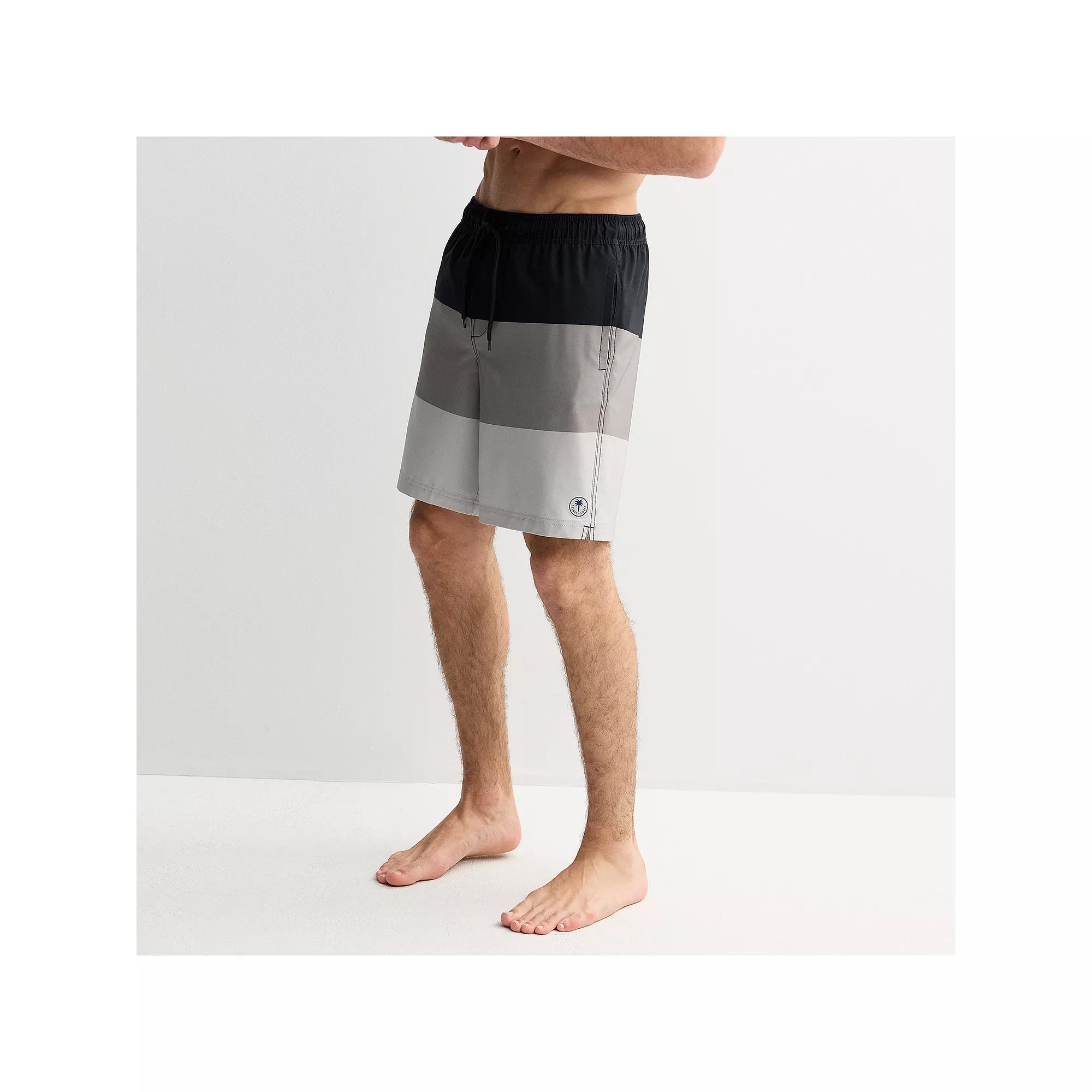 Men's Trinity Coast 9" Colorblock Swim Trunks, Size: XS 9 IN, Black Product Image