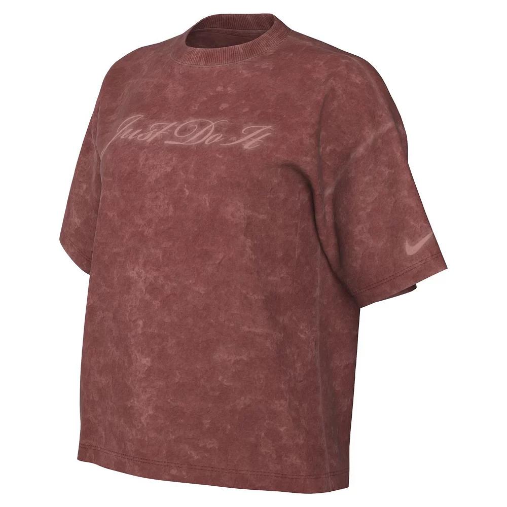 Women's Nike Sportswear "Just Do It" Embroidered Stonewash Graphic Tee, Size: Large, Canyon Pink Product Image