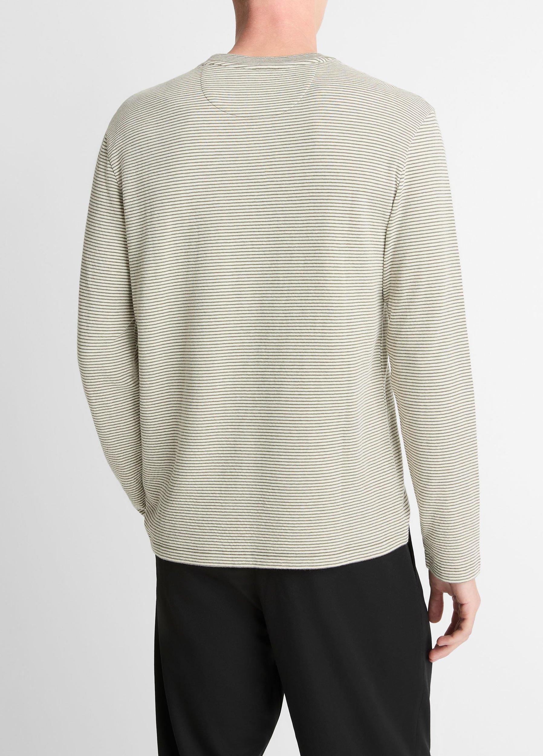 Striped Double-Knit Pima Cotton Long-Sleeve T-Shirt Product Image