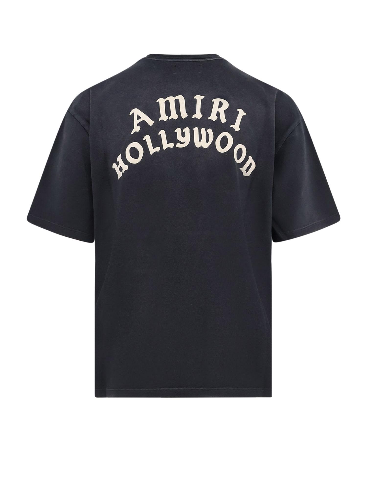 AMIRI Black Crewneck T-shirt With Logo Lettering On Front And Rear Product Image